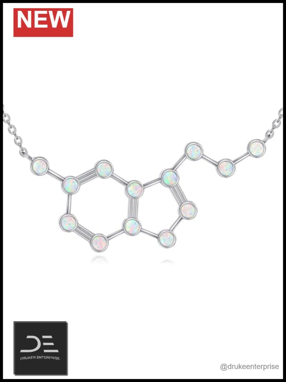 Sterling Silver Molecular Serotonin Pendant Necklace Science Gift